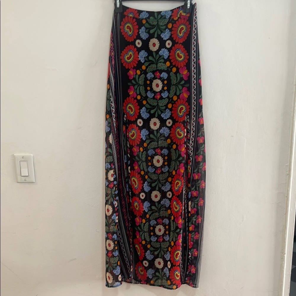 FARM Rio Colorful Floral Maxi Skirt